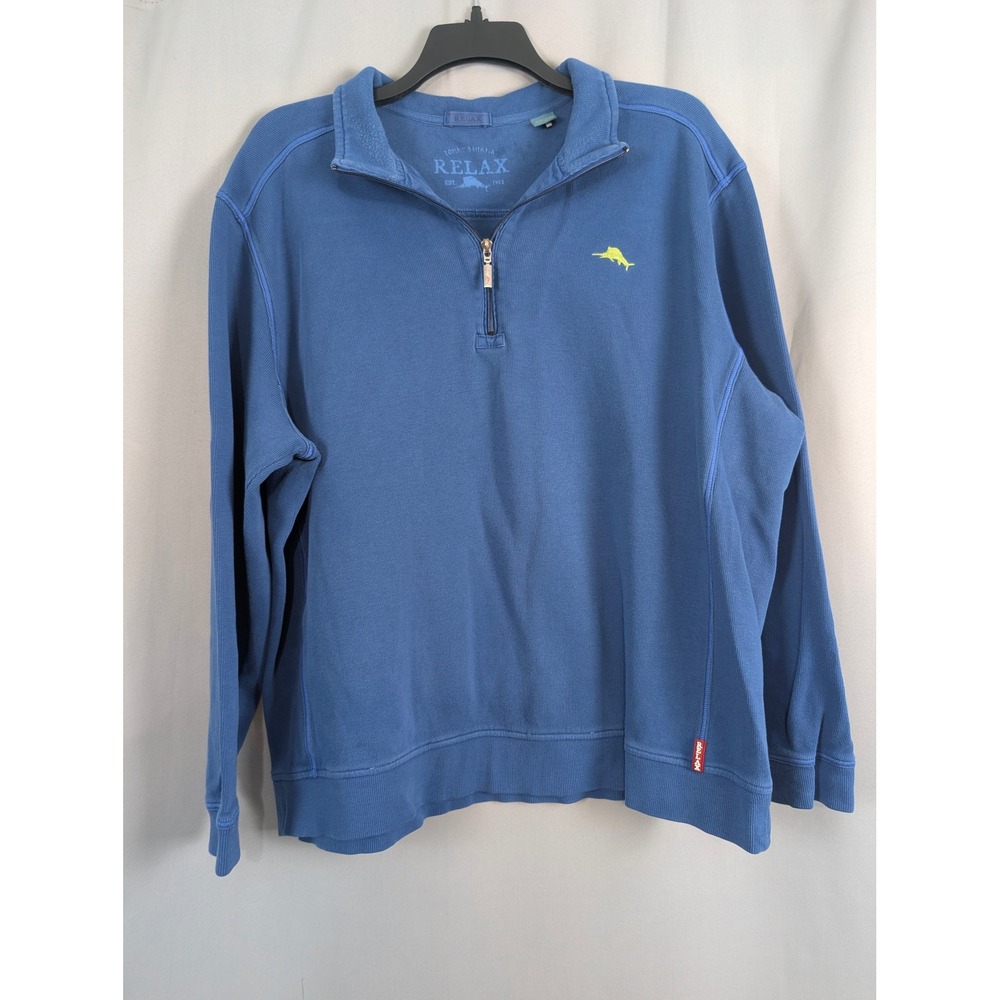 Tommy Bahama Quarter Zip Pullover Mens XXL Blue Good